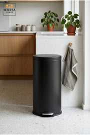 Round Pedal Trash Bin with Lid, Slim Hands-Free Waste Container for Kitchen, Bathroom, Bedroom, Office, Hotel and Commercial Spaces