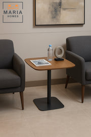 Modern Square CafŽ Table with Wooden Top and Black Base Ð 60x60x75cm