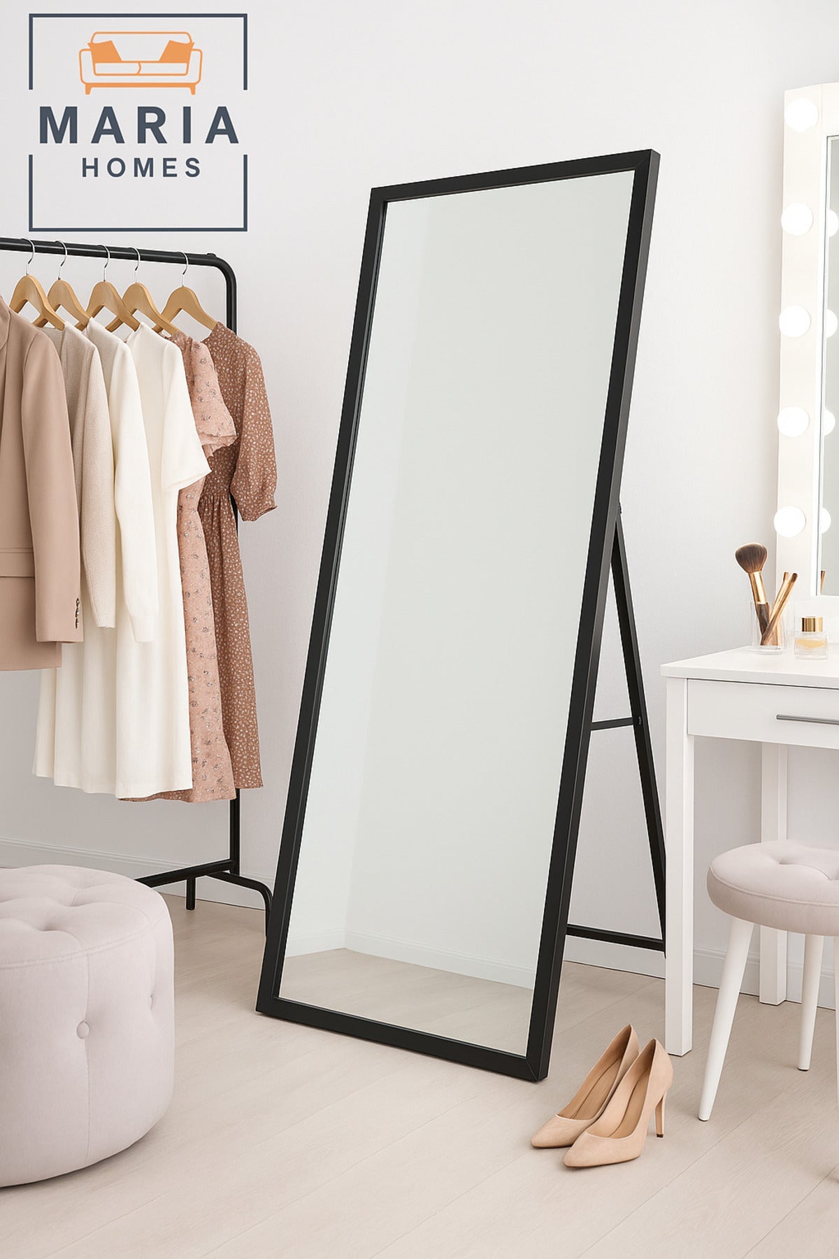 Modern Full-Length Standing Mirror Ð Black Frame, 165x65 cm