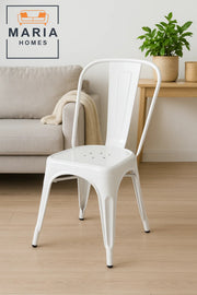 White Industrial Metal Chair for Indoor & Outdoor Use Ð Durable and Modern Design