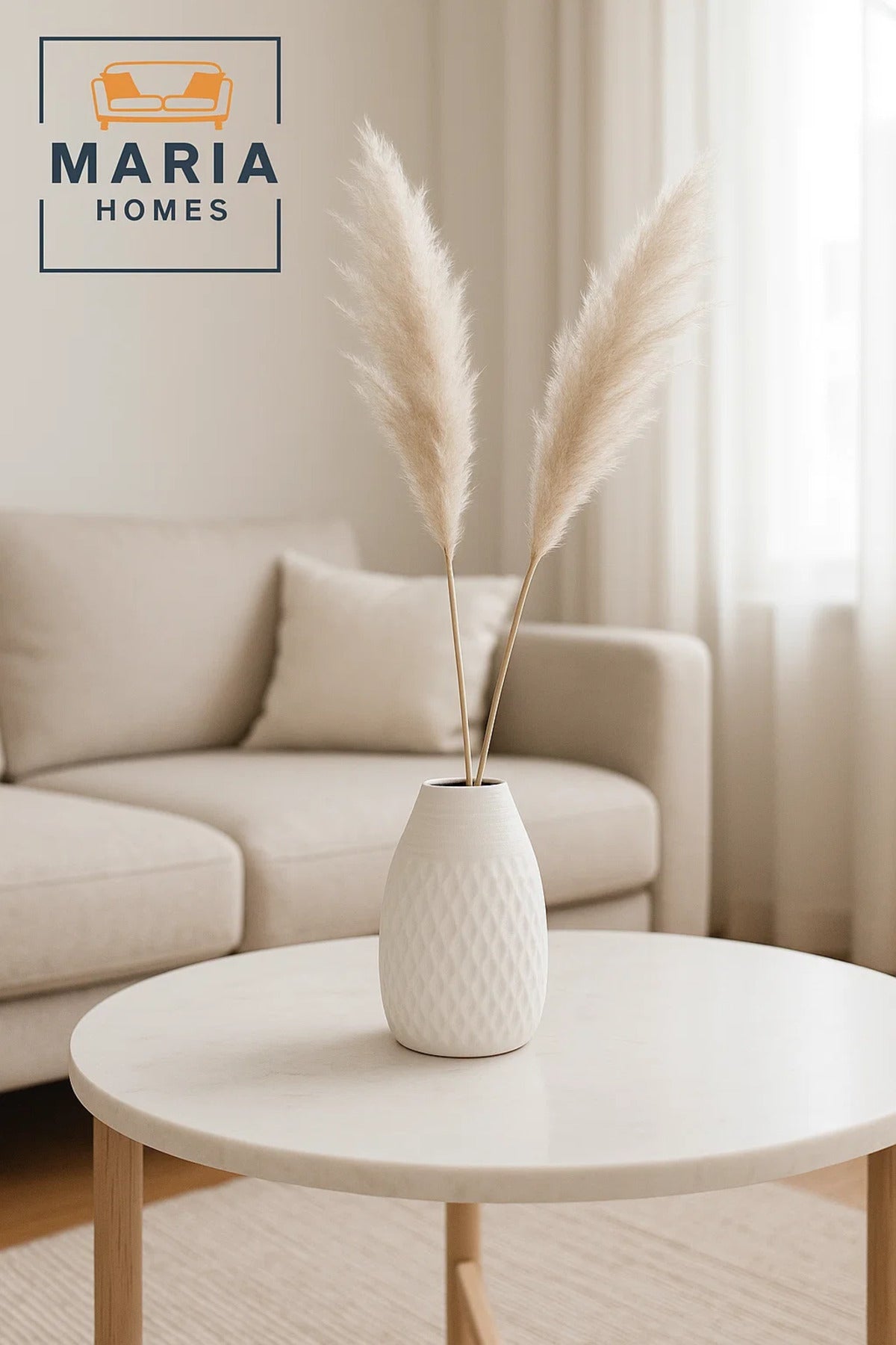 Modern White Decorative Vase Ð Textured Ceramic Table Vase for Home & Office Decor