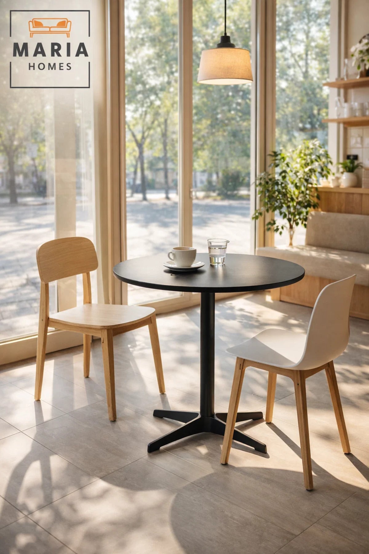 Black Round Table 80_73 cm Ð Modern CafŽ & Dining Table