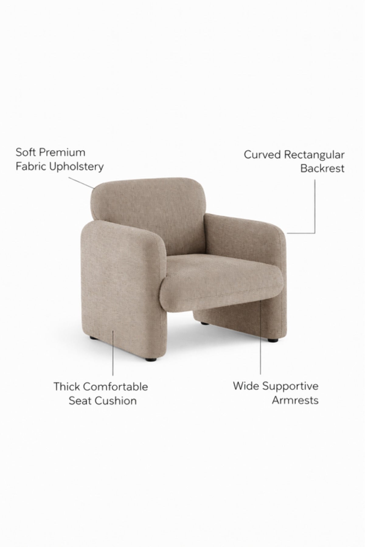 Light Brown Fabric Armchair Modern Living Room Lounge Chair light brown fabric BergÔøΩre