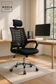 Ergonomic Black Office Chair with Headrest Ð Adjustable, Swivel & Comfortable Mesh Design