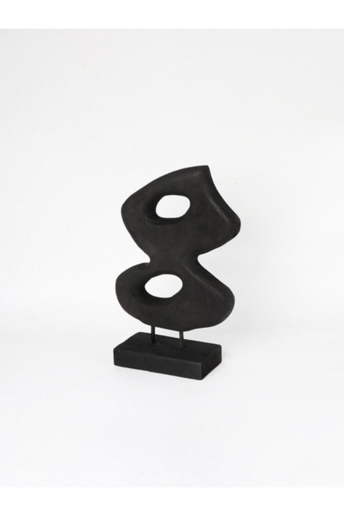 Black Wooden Abstract Decorative Sculpture on Stand Ð Modern Art Accent