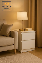 Modern White Bedside Table 40_40_55 cm √ê 2-Drawer Nightstand √ê Bedroom Storage Unit