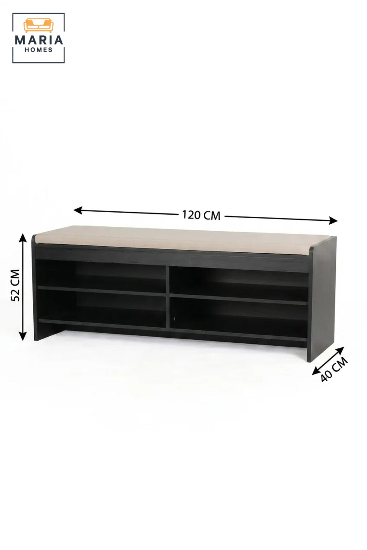 Wooden Shoe Storage Bench with Cushioned Seat and Open Shelves, Entryway Organizer Rack for Hallway, Bedroom, Dressing Room