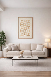 Modern 3D Wooden Geometric Wall Art Large 120x80cm Framed Canvas for Living Room Home Decor