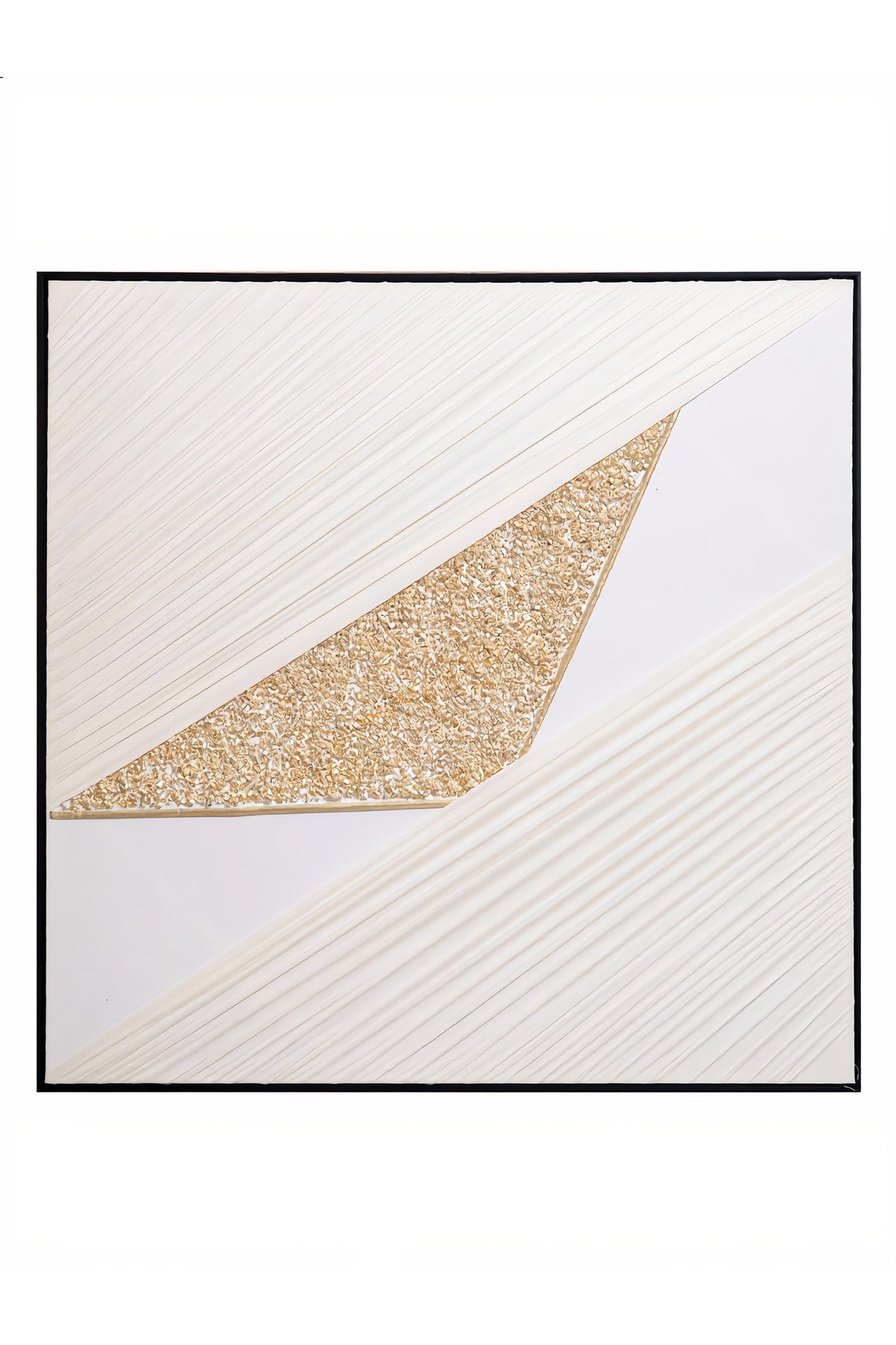 White and Gold Square Geometric Wall Art √ê Modern Luxury Textured Decor for Home & Office-100*100CM