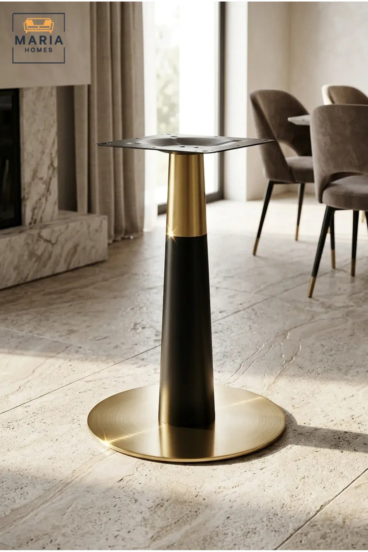 73 cm Metal Pedestal Table Base with Round Floor Plate and Top Mounting Bracket, Modern Support Stand for Dining, Café and Restaurant Tables