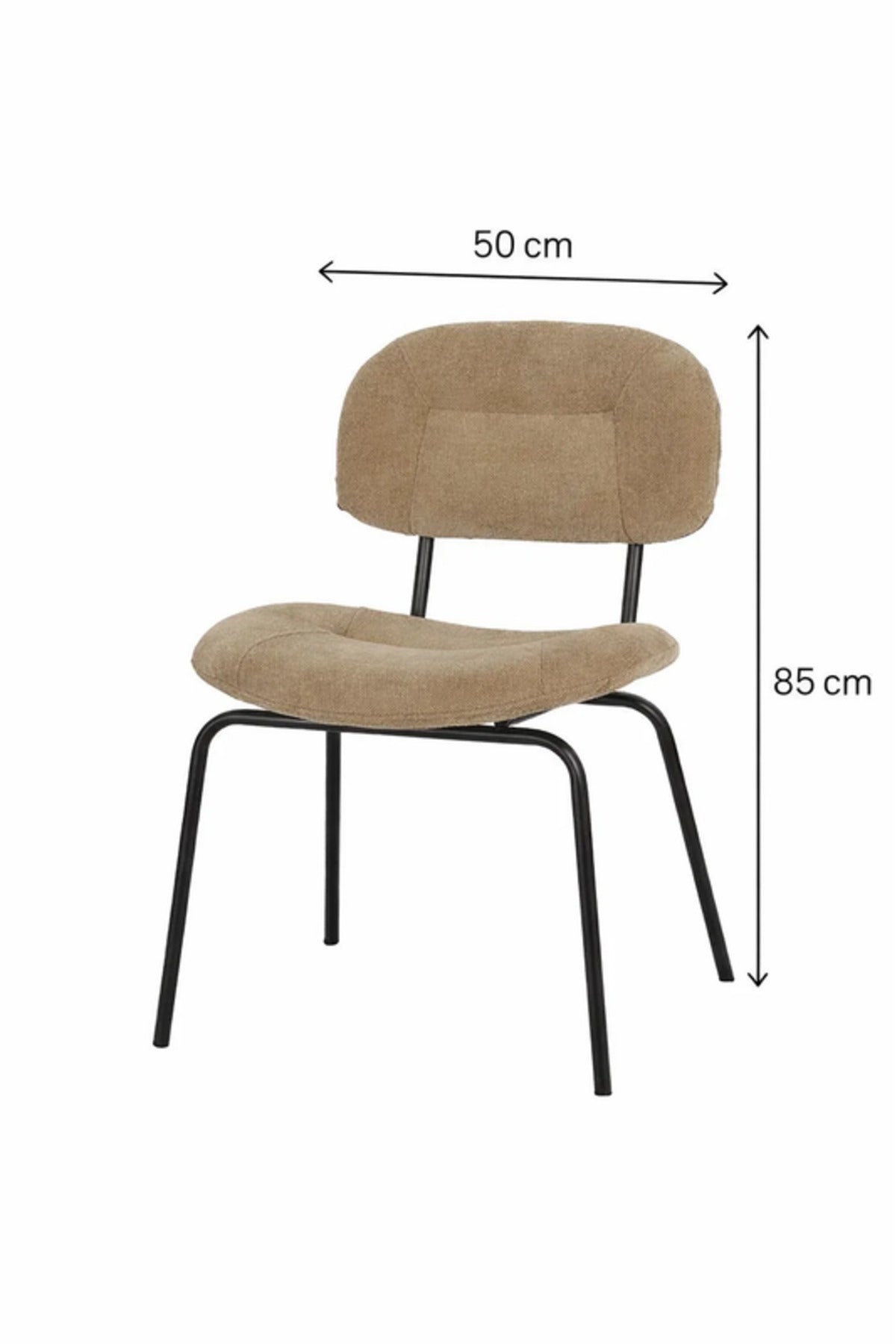 Modern Coffee Dining Chair with Black Metal Legs Comfortable Dining Room Chair