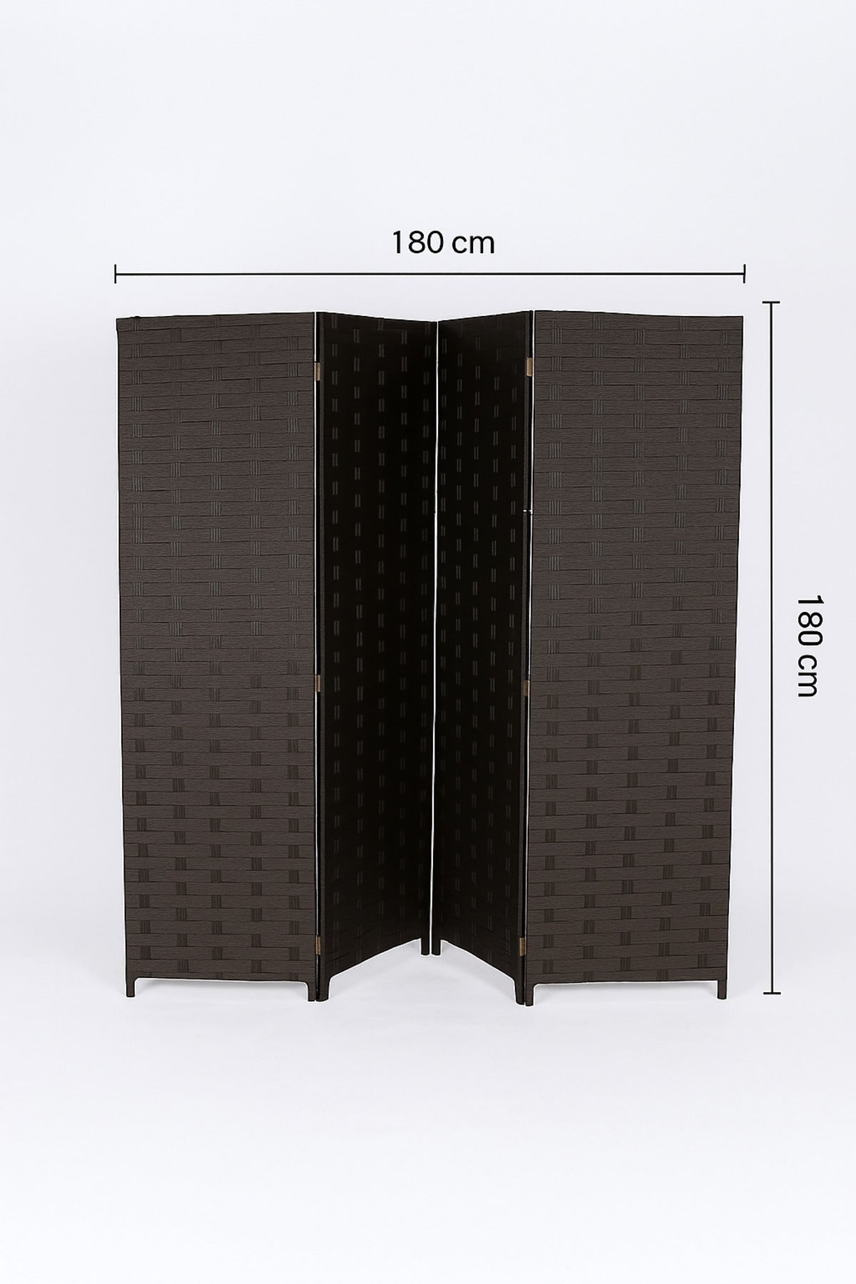 4-Panel Woven Room Divider Ð 180_180 cm Foldable Privacy Screen in Coffee Brown