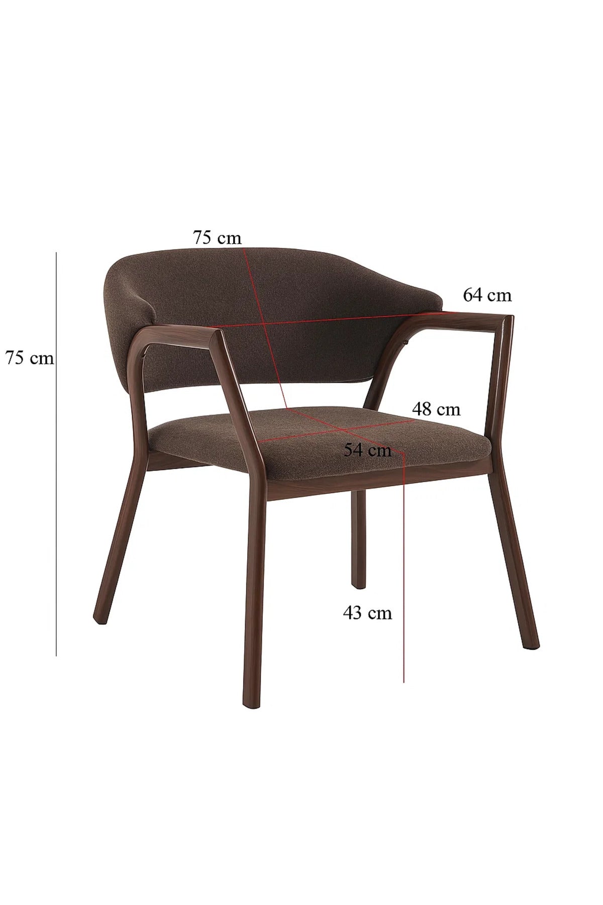 Modern Dining Chair with Wooden Frame & Armrests, Comfortable Accent Chair for Home & Office