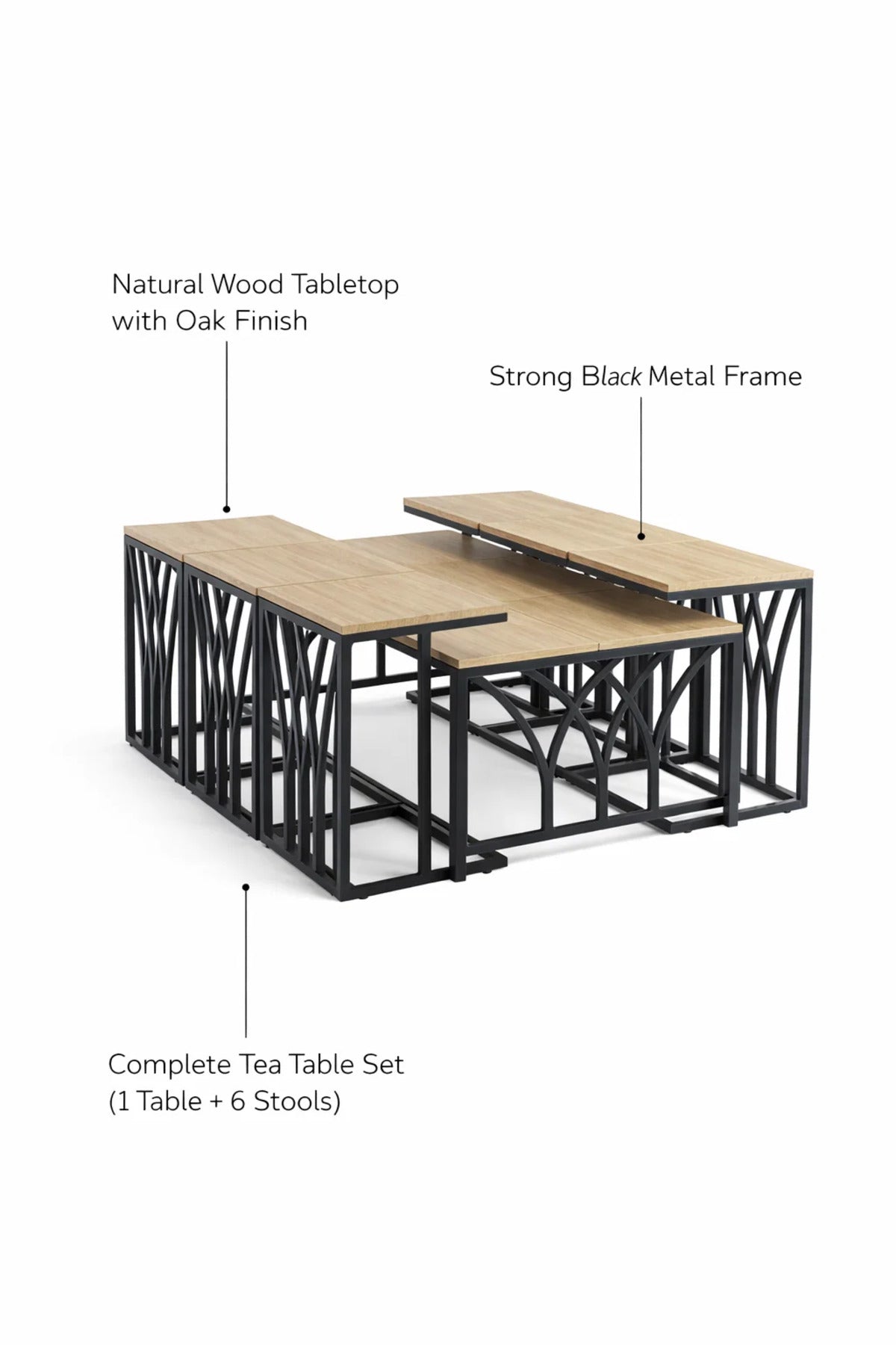 Modern Wood Coffee Table Set with 6 Side Tables 130 _ 70 45 cm modern wood coffee