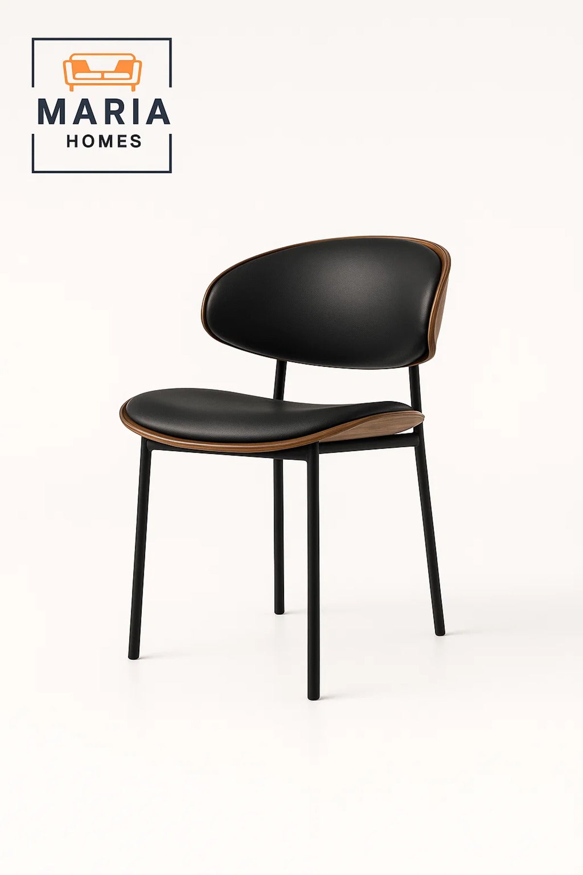 Modern Black Dining Chair with Metal Legs