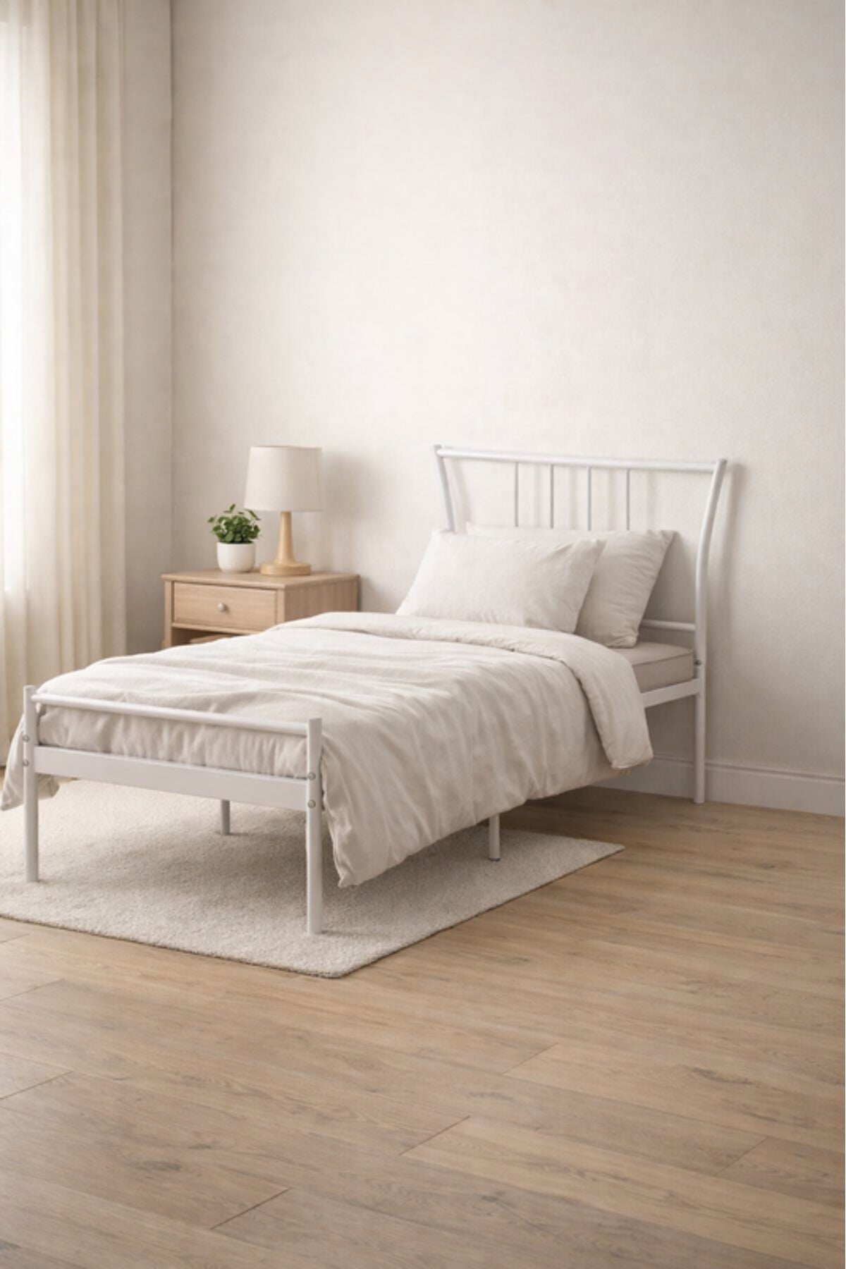White Metal Bed Frame with Modern Headboard white metal bed / Base