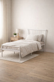 White Metal Bed Frame with Modern Headboard white metal bed / Base