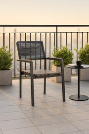 Modern Garden Chair Black Metal Frame Outdoor Patio Dining Chair for Balcony and Terrace