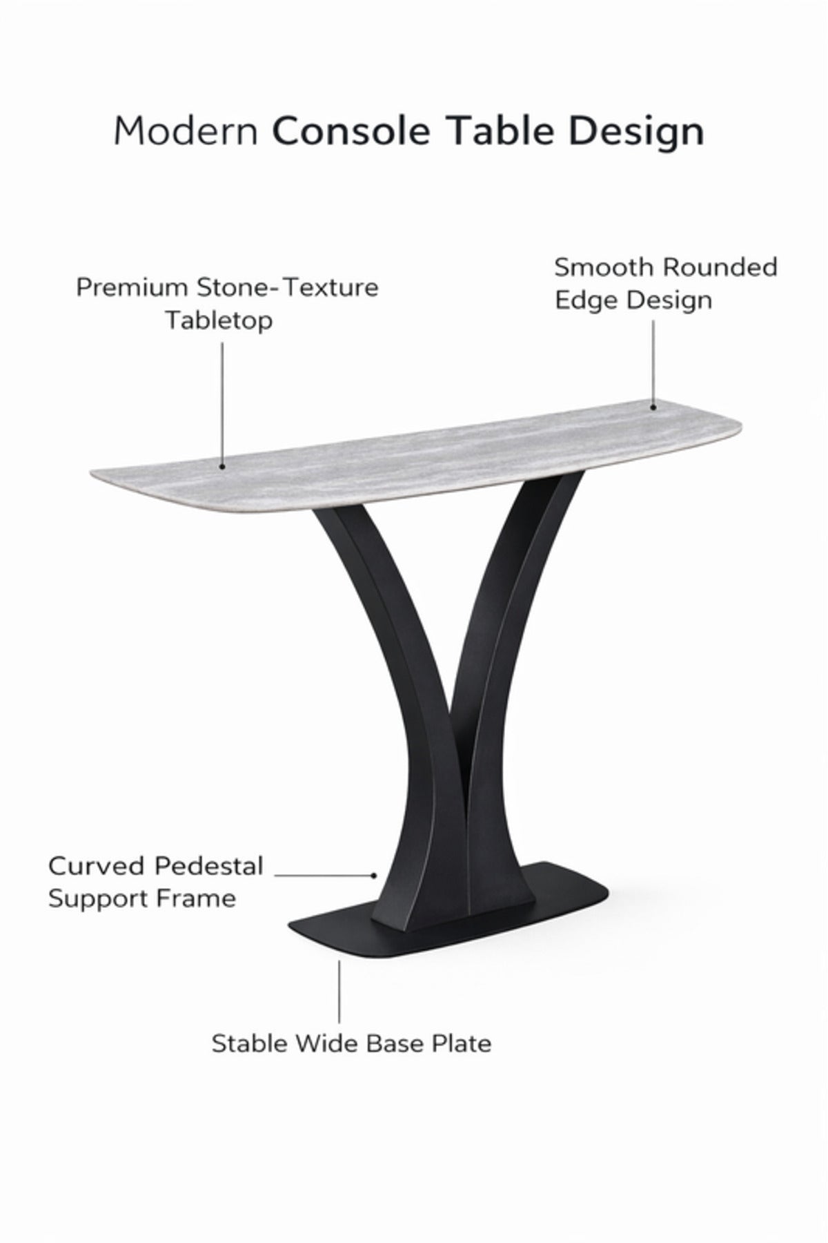 Light Grey Console Table with Black Metal Base Modern Entryway light grey console