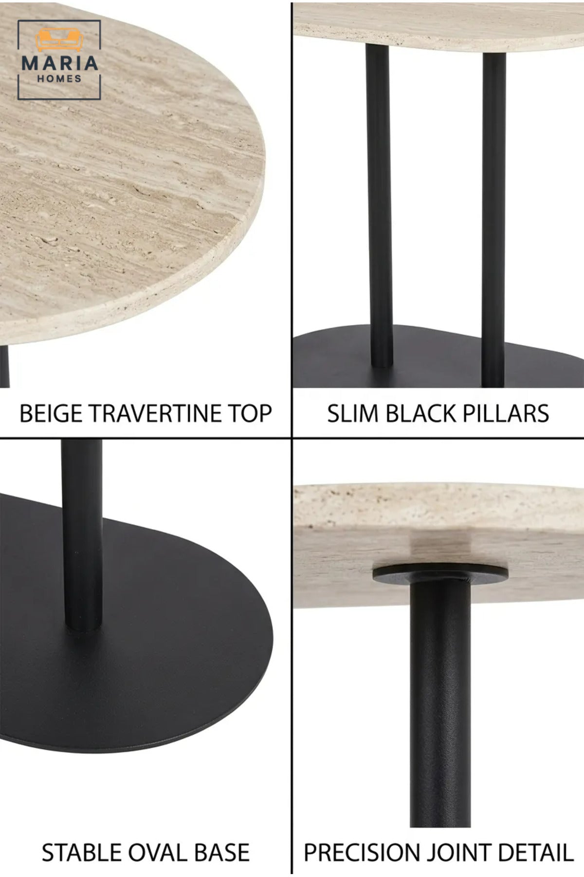Modern Round Side Table with Marble-Effect Top & Pedestal Base, Contemporary End Table for Living Room, Bedroom, Office & Lounge