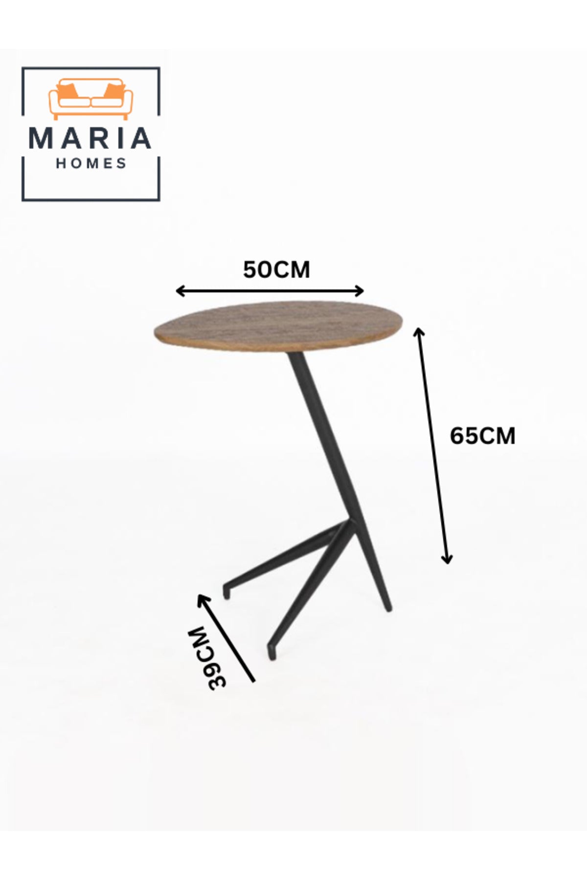 Brown Side Table Ð Modern Accent Coffee Table with Unique Base 50_39_65 cm
