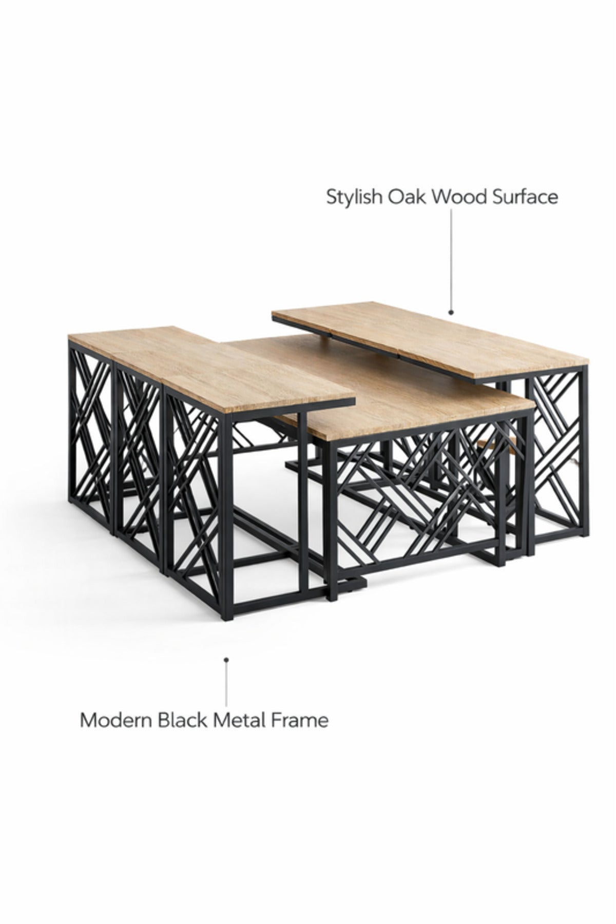 Modern Wood Coffee Table Set with 6 Side Tables 130 _ 70 45 cm modern wood coffee