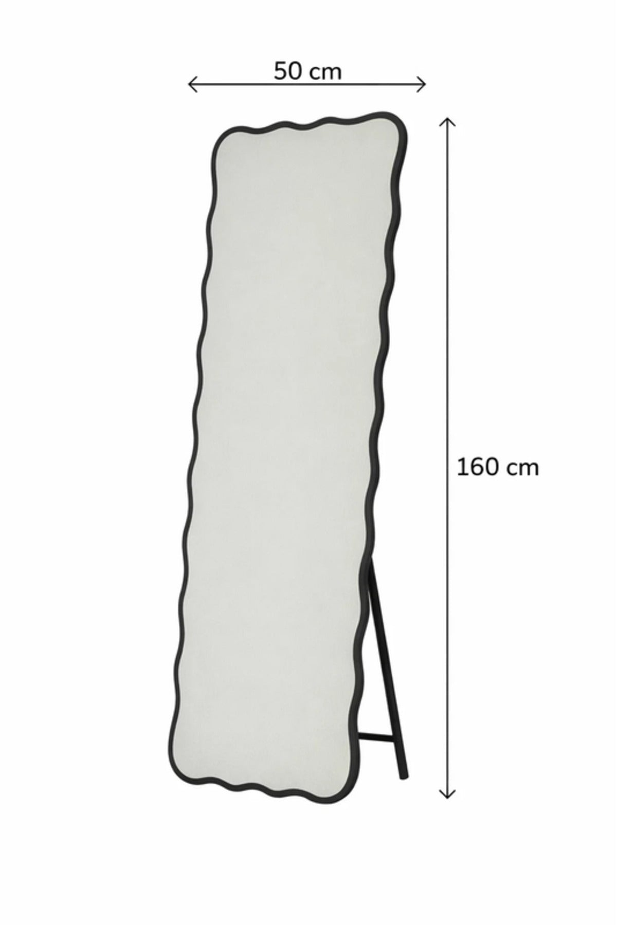 Wavy Black Frame Floor Mirror Full Length Standing Mirror for Bedroom