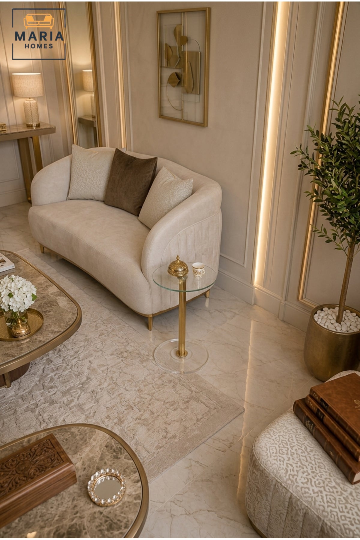 Modern Glass Side Table Gold Accent Table Round End Table for Living Room Bedroom