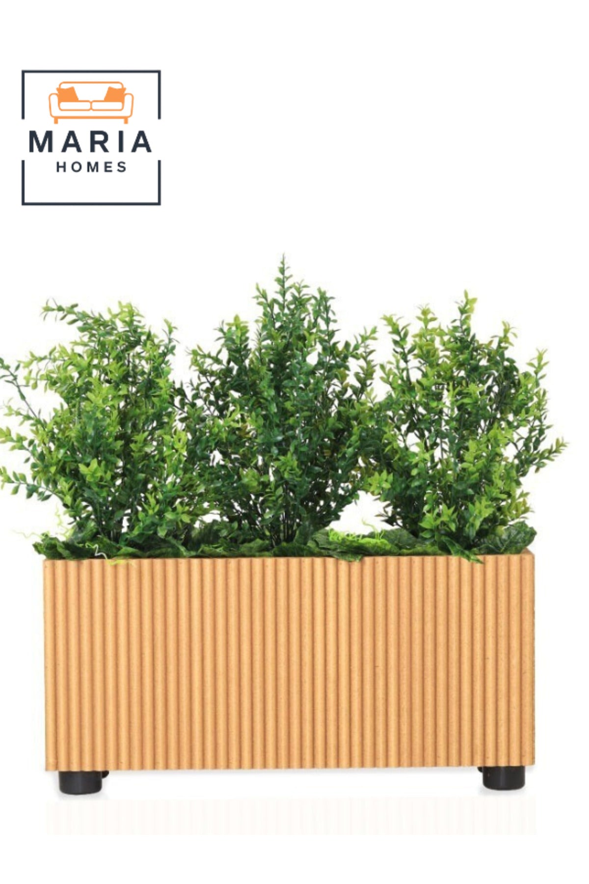 Artificial Green Plant 65_60 cm Ð Decorative Indoor Plant with Natural Striped Wooden Pot for home