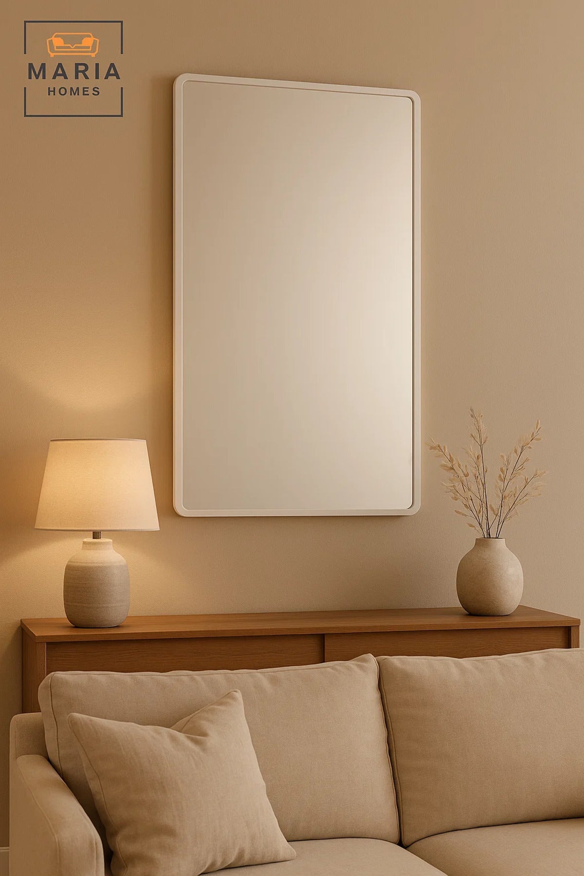 Wall Mounted White Frame Mirror for Bedroom, Bathroom & Living Room D≈Ωcor 140x70