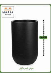 Fiber Circular Pot 100x60 cm Ð Large Indoor Decorative Planter in Black with silver