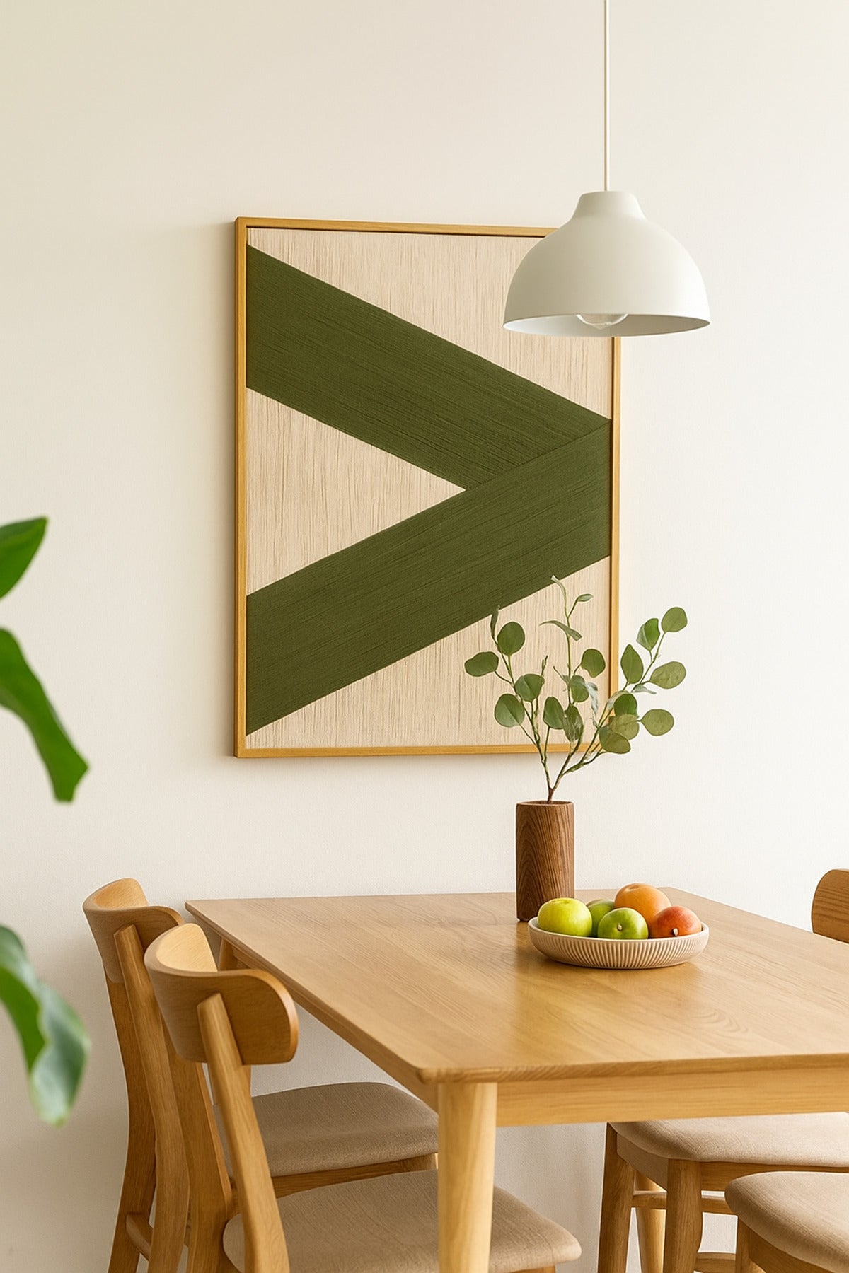 Modern Abstract Wall Art Ð 120_80 cm Beige and Green Geometric Framed Canvas