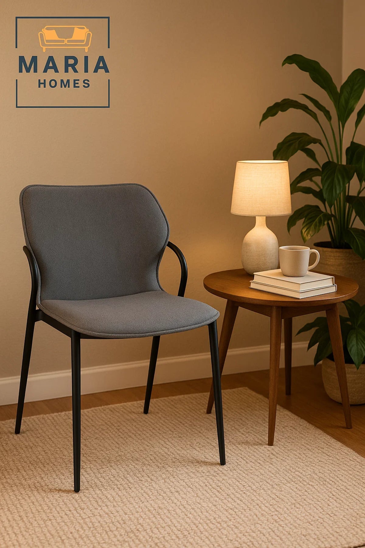 Modern Fabric Dining Chair with Metal Legs
