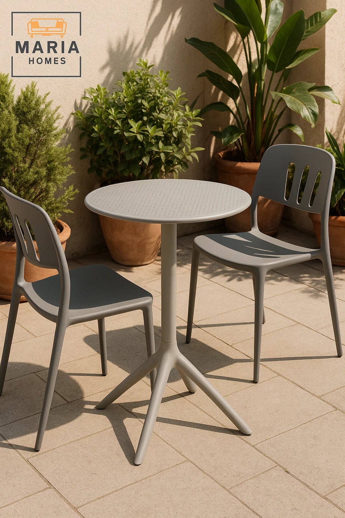 Modern Round Outdoor Plastic Bistro Table Ð Grey