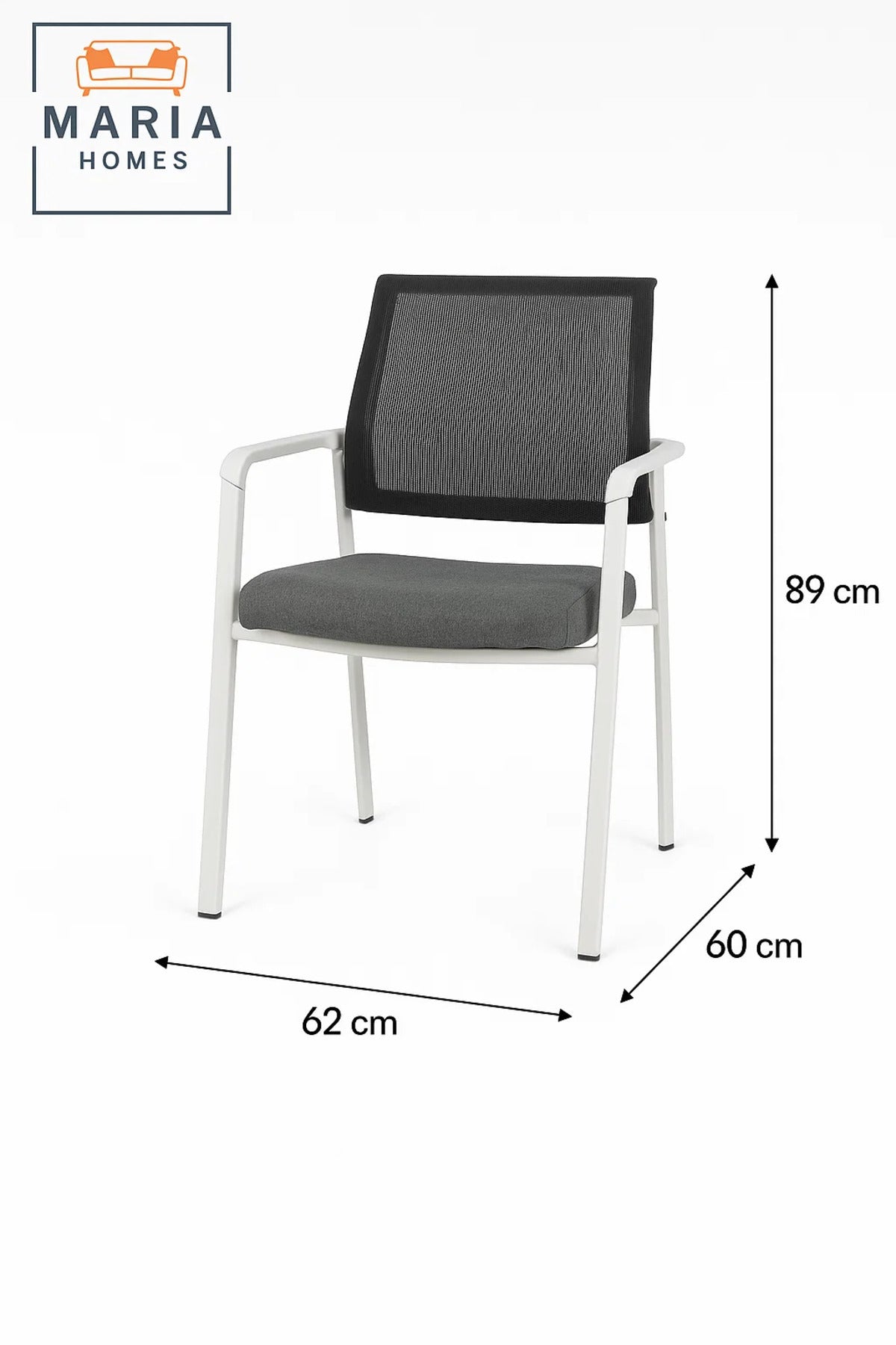 Modern Office Visitor Chair with Mesh Back and Grey Cushion Ð White Frame