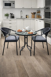 Black & Grey Outdoor Bistro Set with 2 Chairs and Round Table