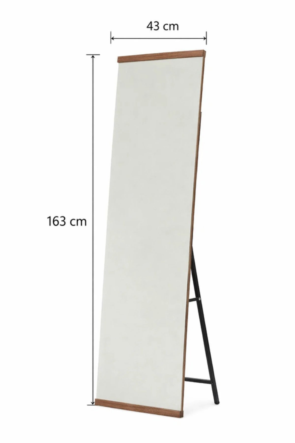 Brown Wood Frame Floor Mirror Full Length Standing Mirror for Bedroom