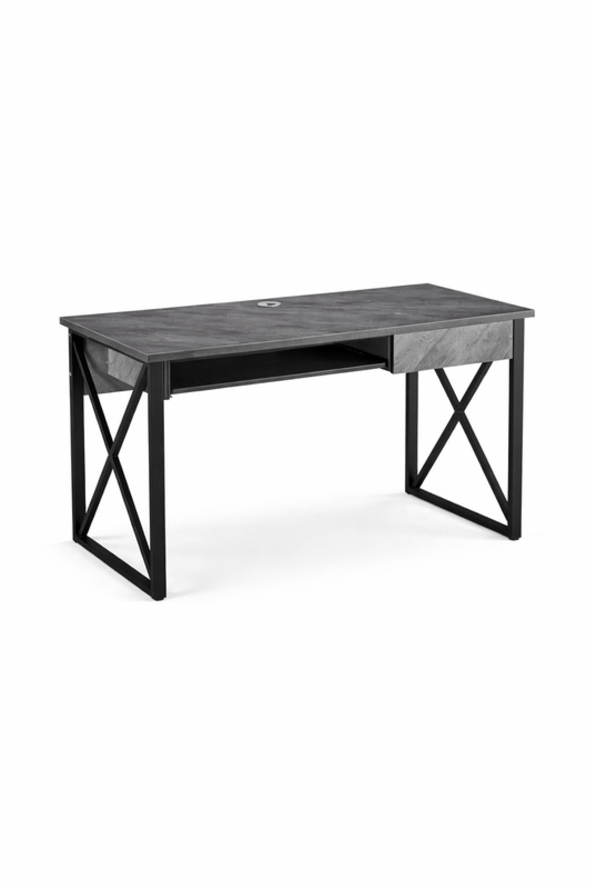 Modern Grey Office Desk with Metal Frame modern grey office