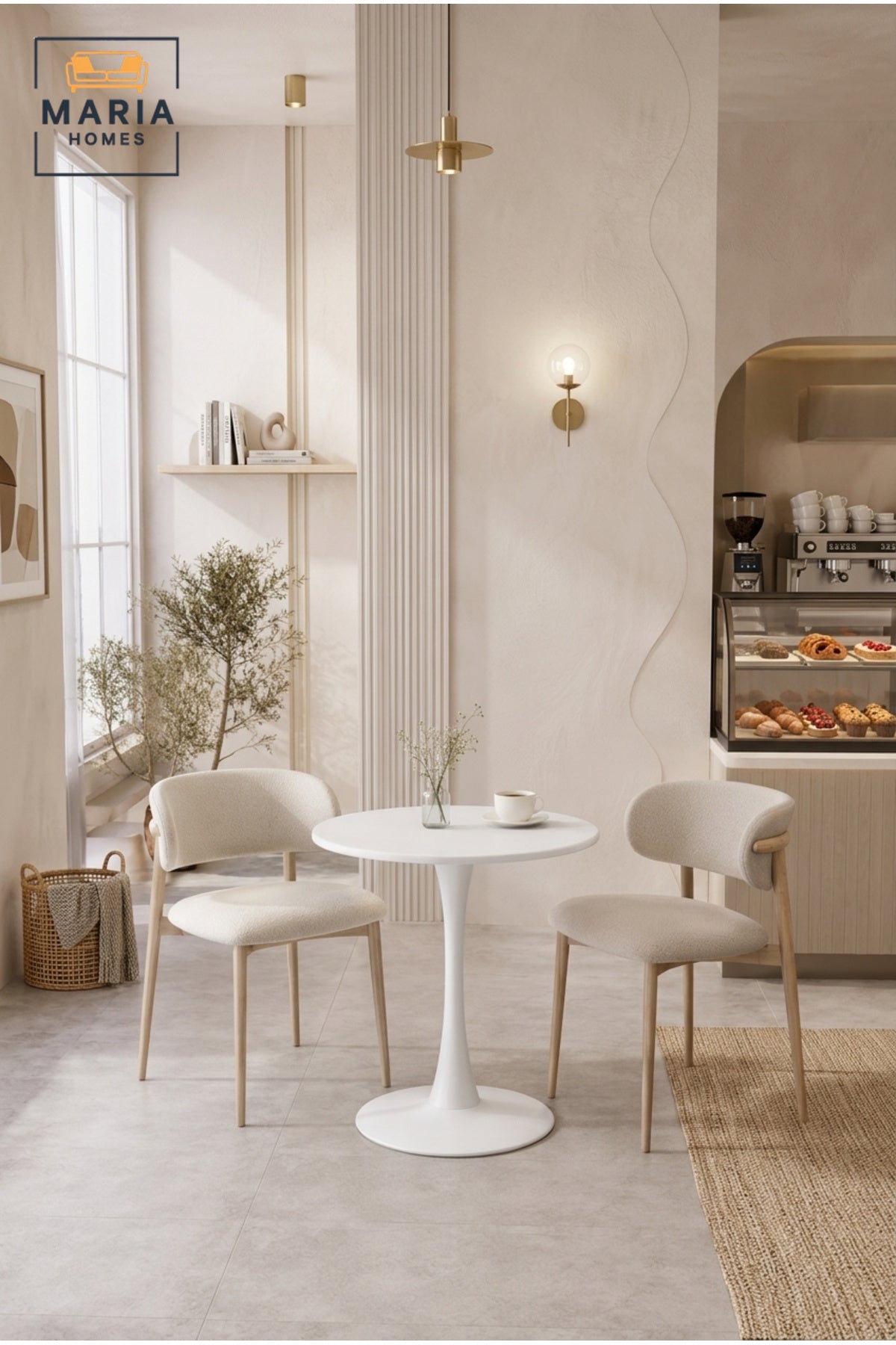 Modern Round Café Table Pedestal Dining Table Bistro Table for Coffee Shop Restaurant White
