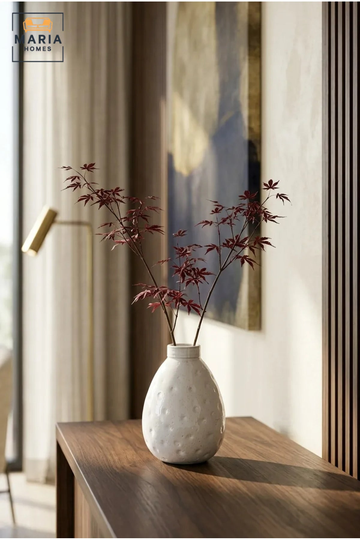 White Textured Decorative Vase, Modern Teardrop Flower Holder with Narrow Opening for Dried Flowers, Living Room, Bedroom, Office, Shelf and Table Décor