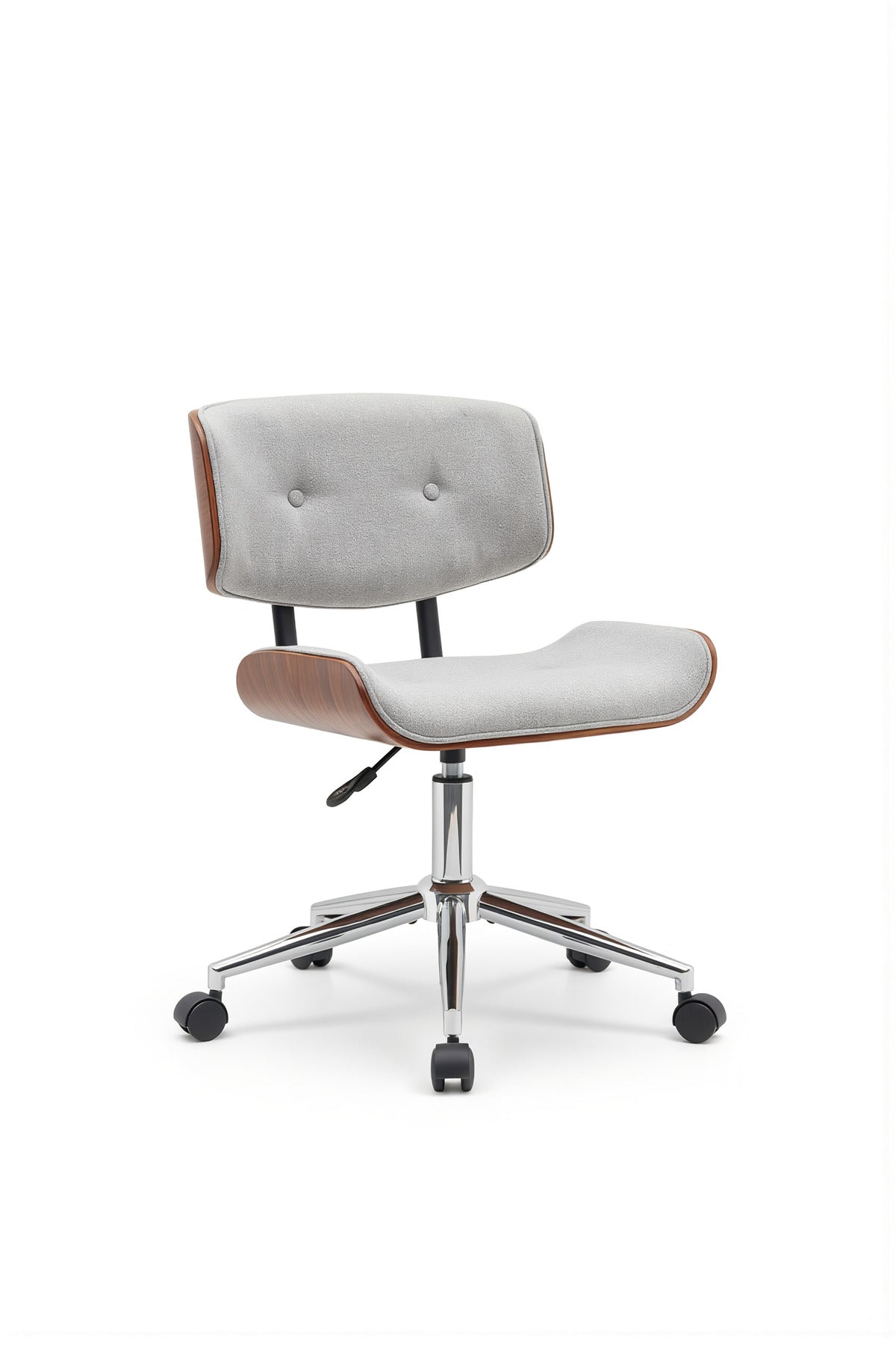 Light Grey Mid-Century Office Chair, Adjustable Swivel Desk Chair with Wheels and Cushion