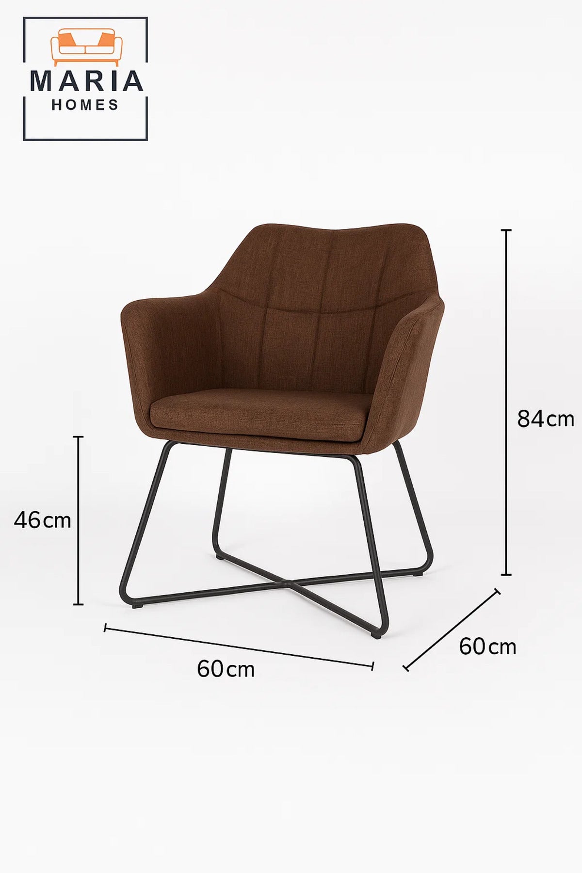 Brown Fabric Lounge Chair Ð Upholstered Armchair with Sled Black Metal Legs for Home or Office Use