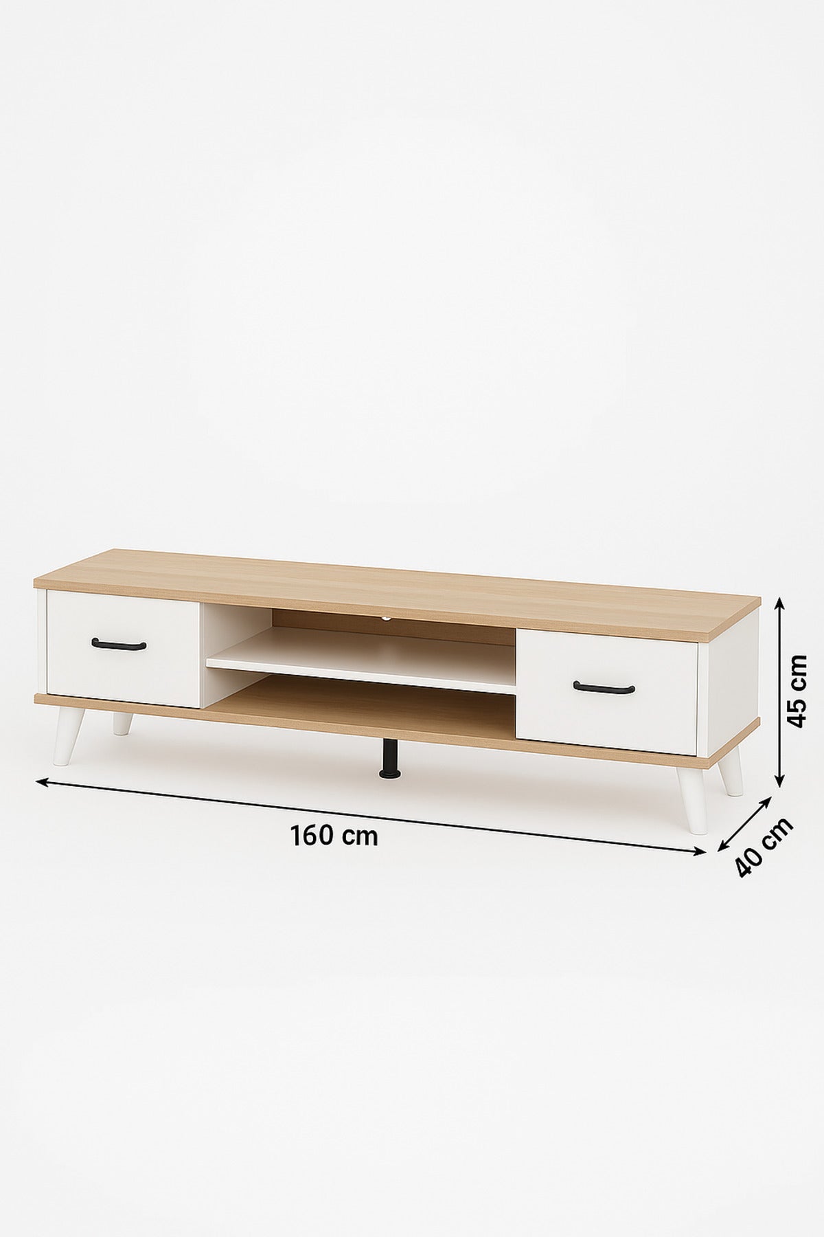 Modern Wood White Tv Stand Ð Minimalist Media Console (160X40X45 CM)