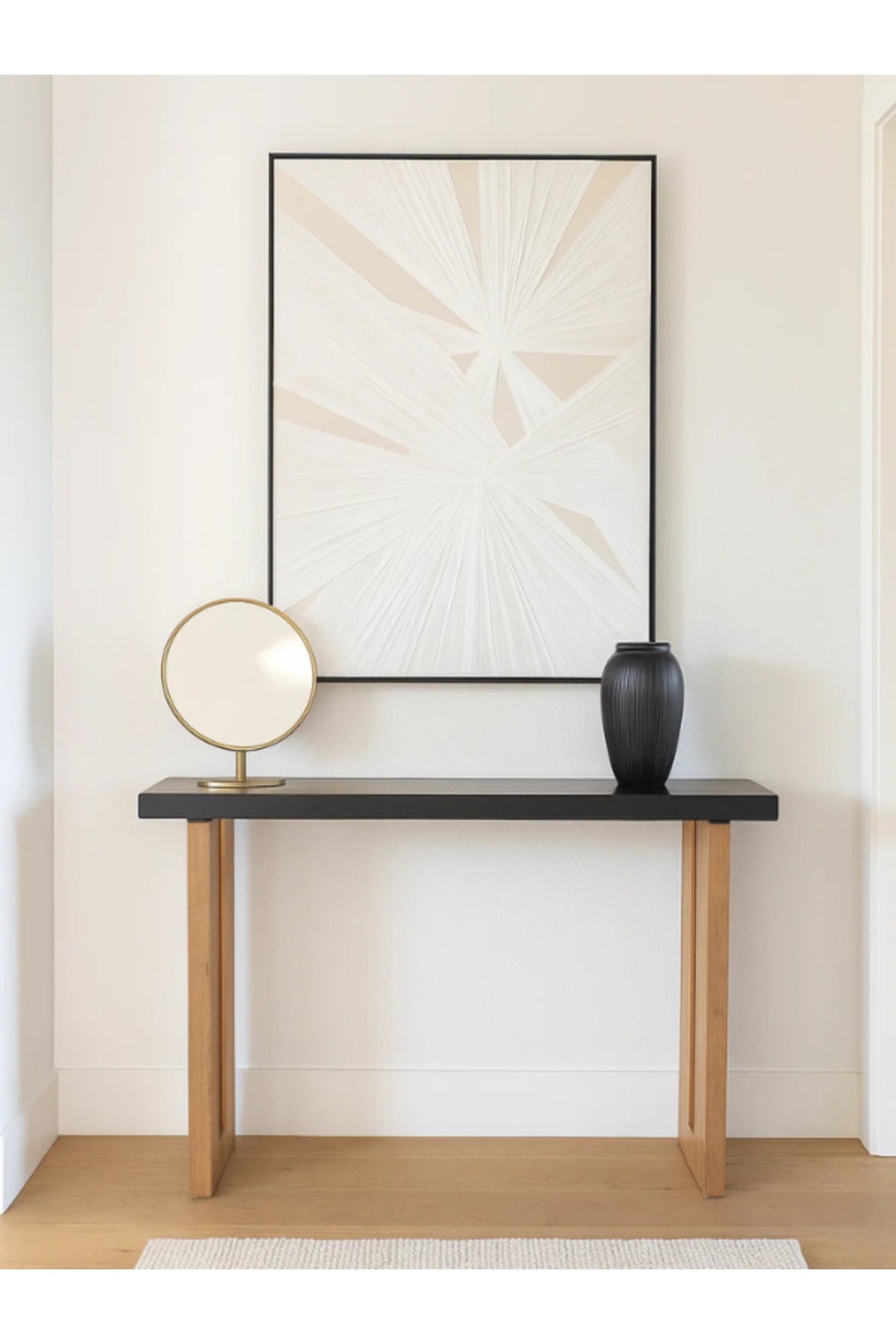 3D White Geometric Canvas Wall Art with Black Frame Ð 120_80 cm