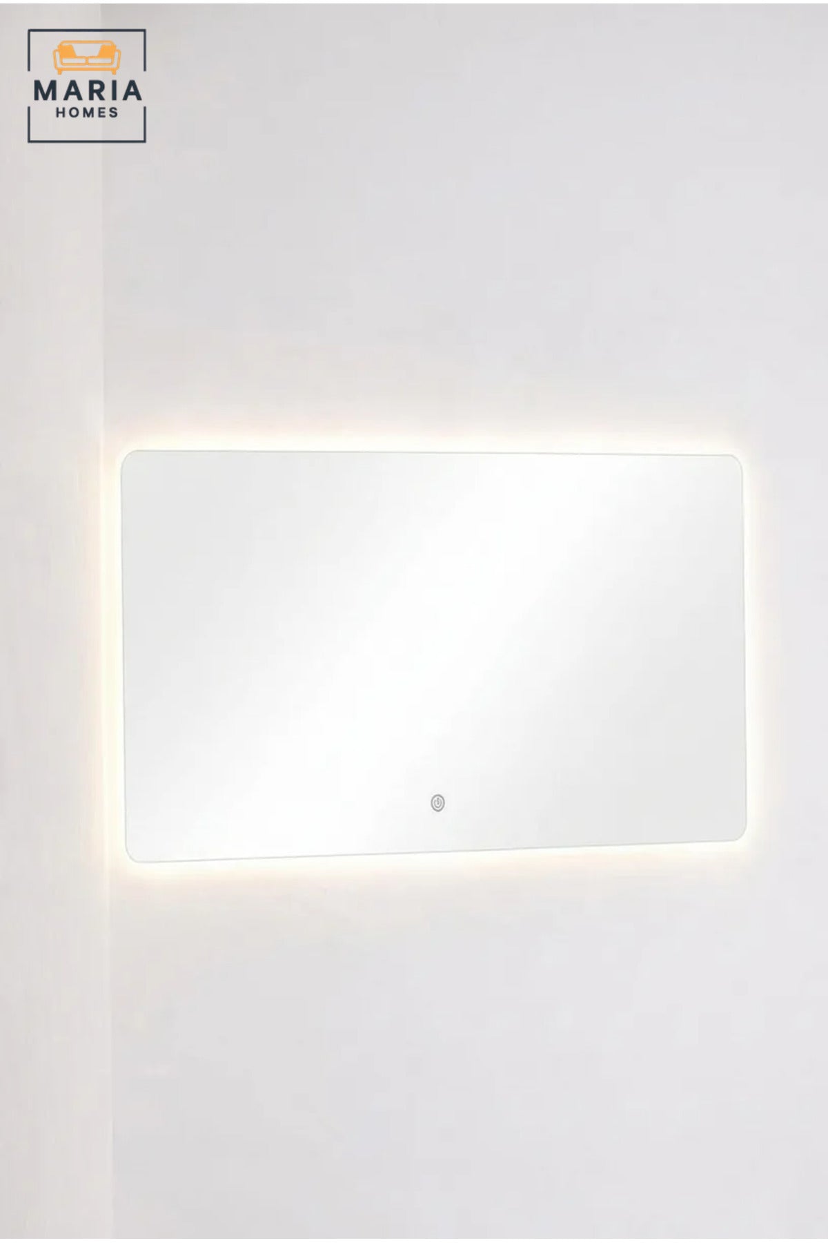 Frameless Rectangular LED Wall Mirror 120 × 60 cm with Touch Sensor, Rounded Corners and Backlit Lighting for Bathroom, Bedroom, Dressing Area and Vanity