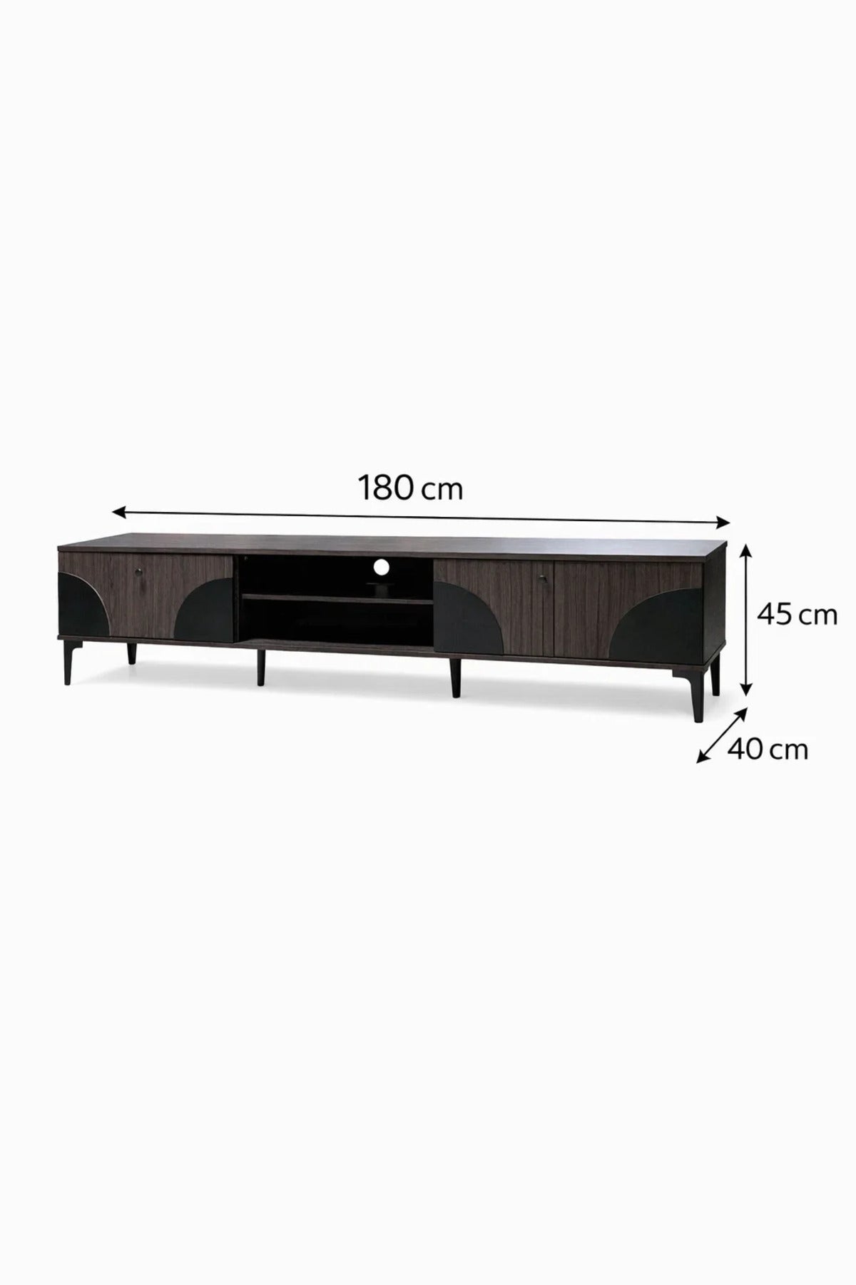 Brown & Black TV Stand √ê 180x40x45 cm Modern Plasma Table with Cabinets & Shelves