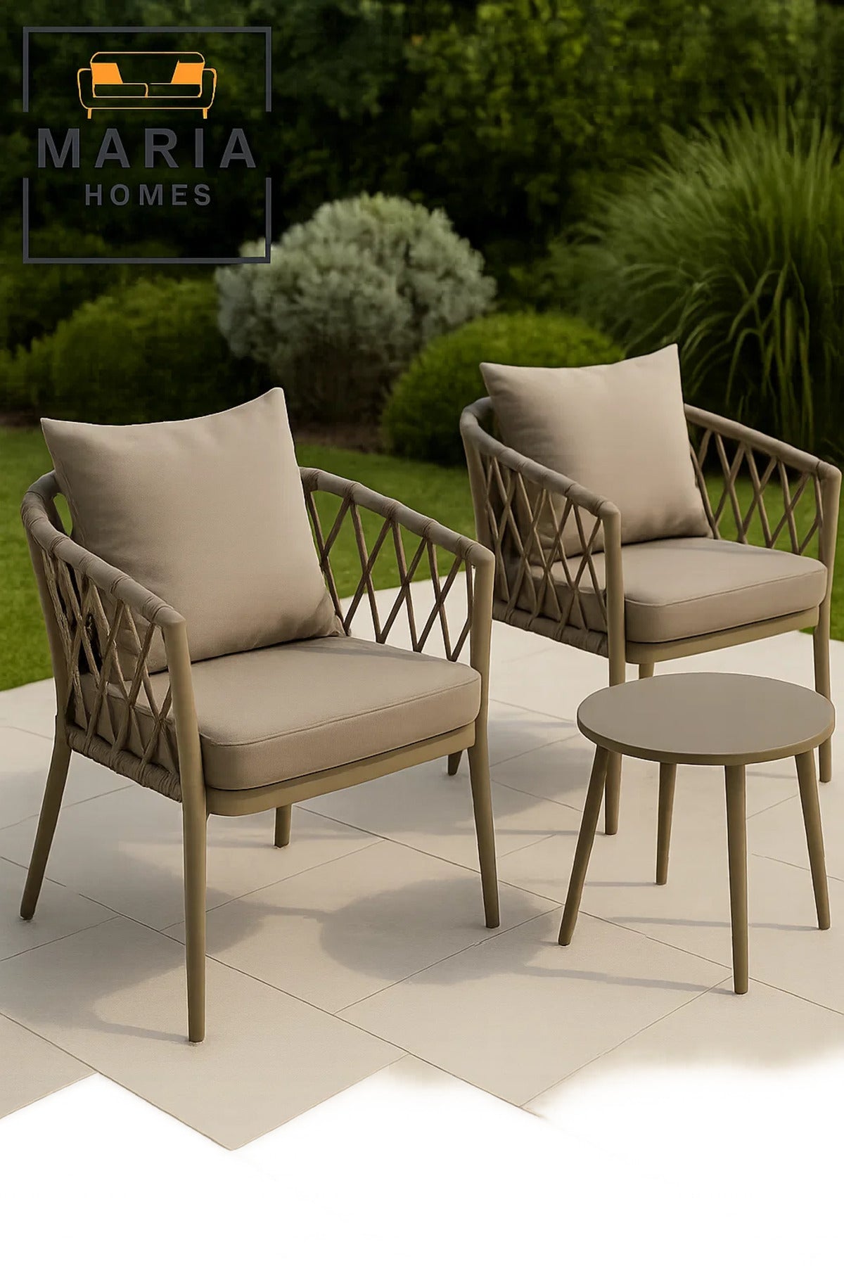 Gray Outdoor Rope Accent Chair with Cushions Ð Modern Patio & Balcony Seating