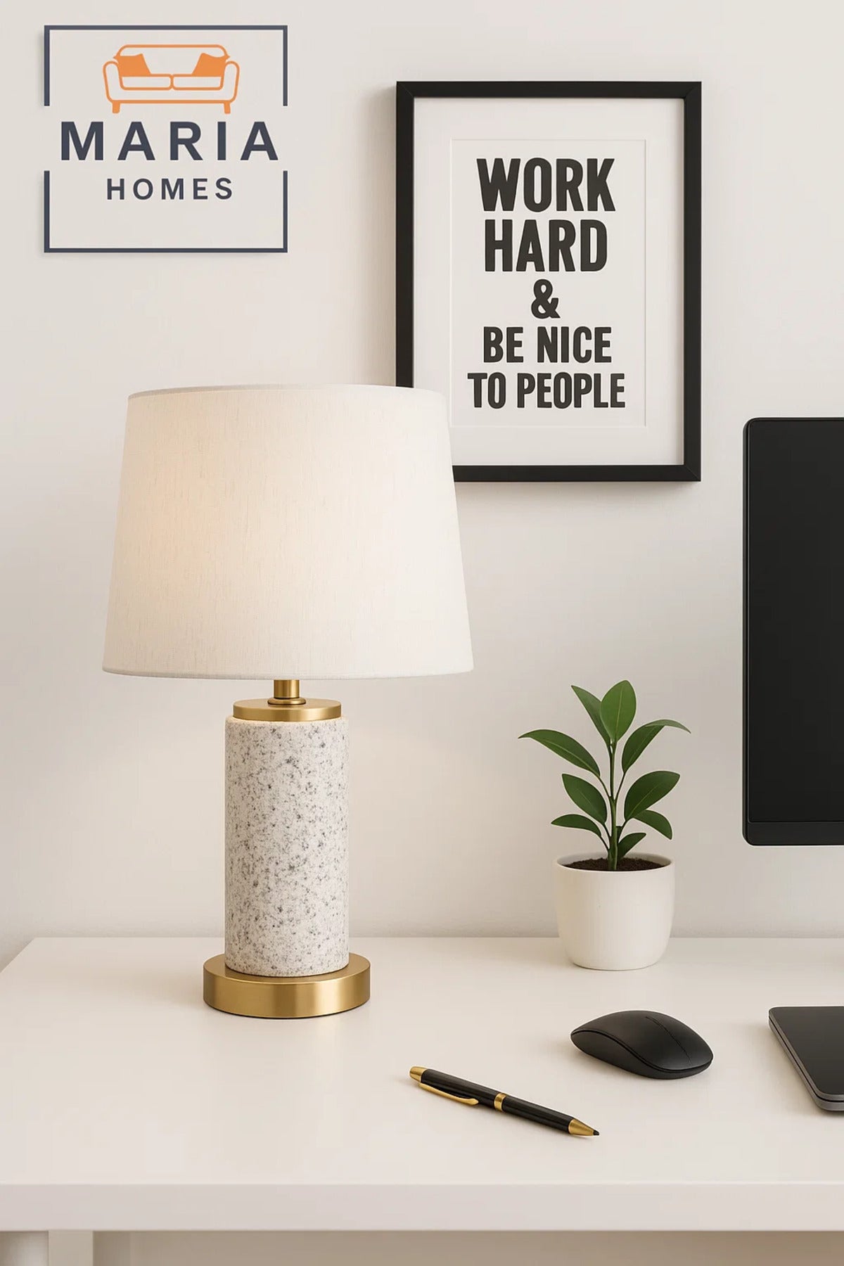 Granite-Textured Table Lamp with Gold Accents