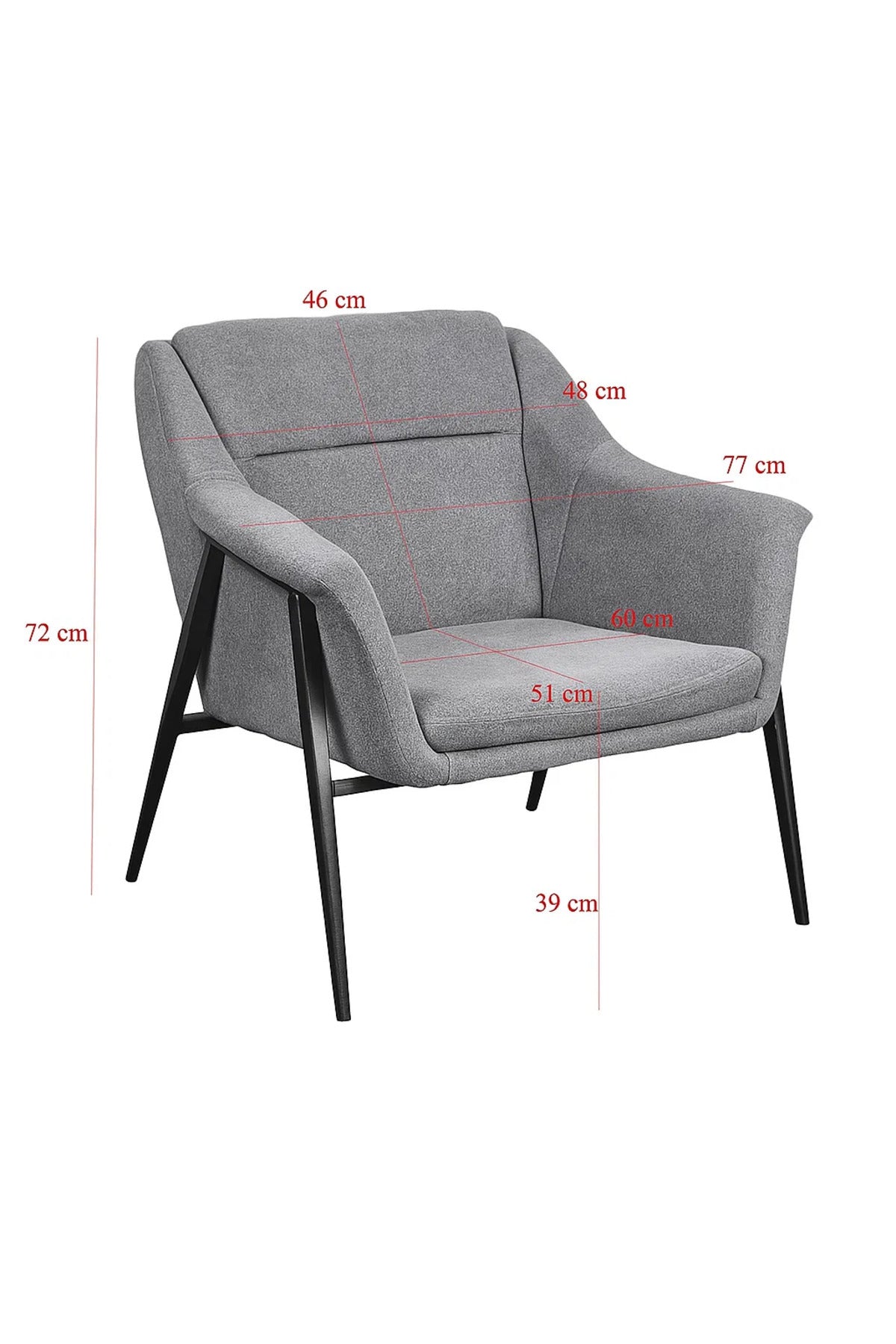 Modern Armchair with Metal Legs, Elegant Comfortable Accent Chair for Living Room