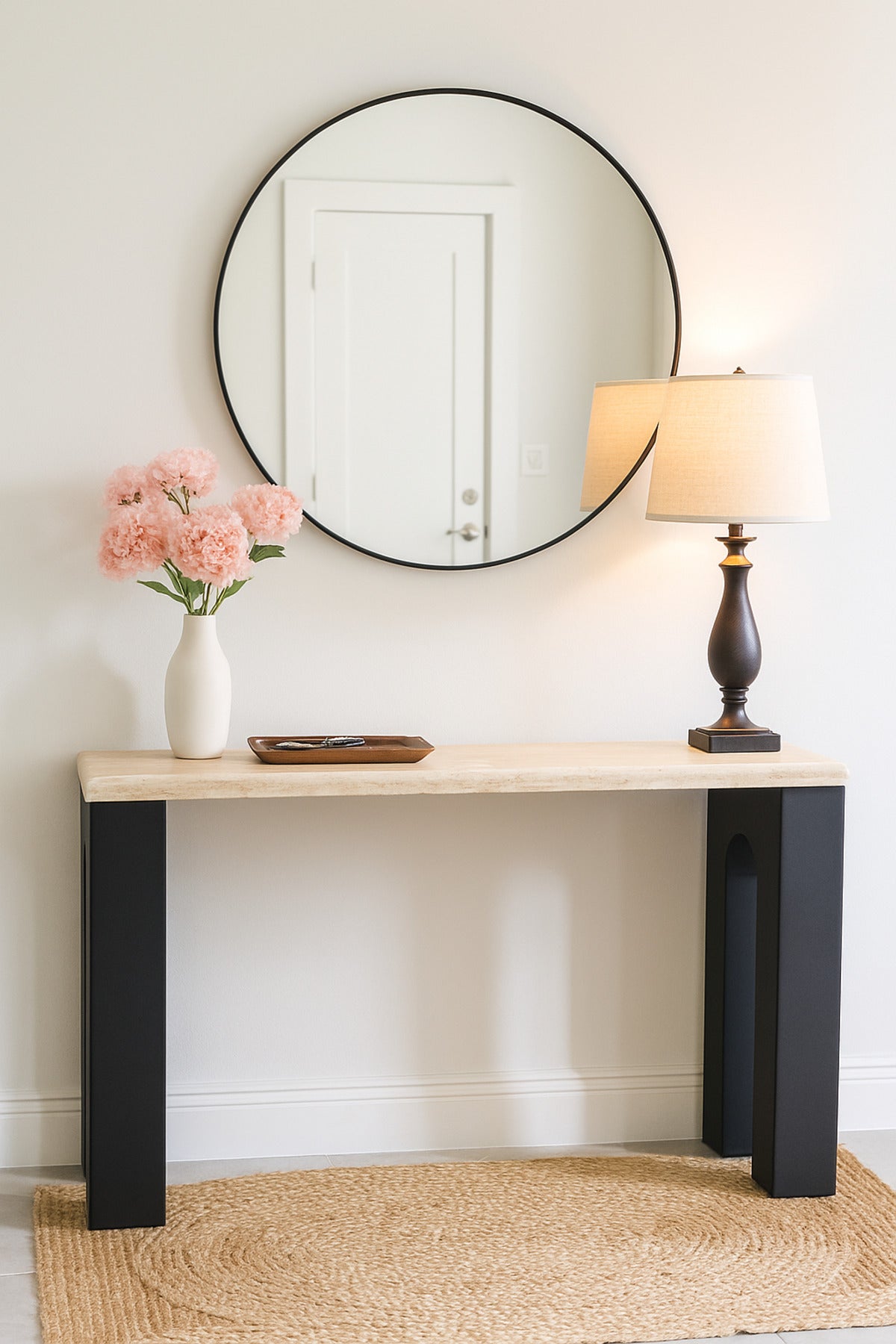 Modern Console Table with Beige Top Arched Legs Modern Entryway & Living Room Furniture 140_40_80cm